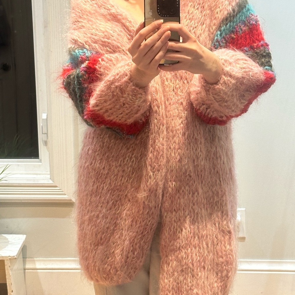 Chic Pink Multicolor Women's Cardigan